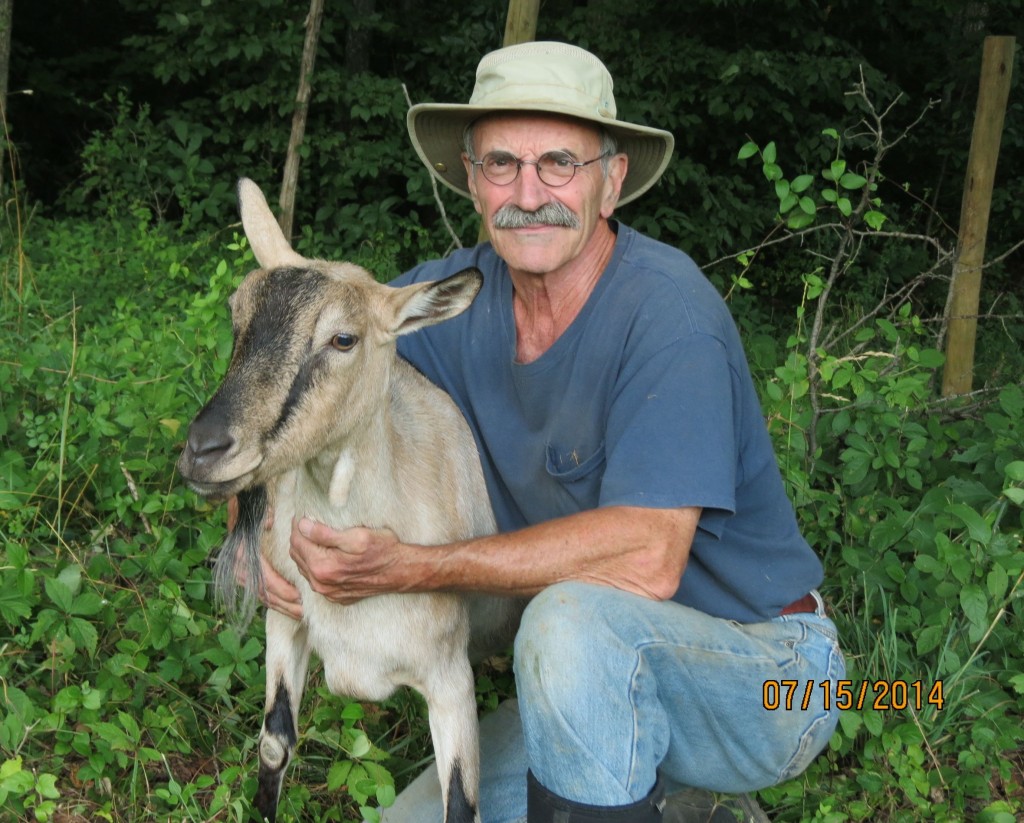 Author (George Lager) with his prized milking goat Fanny. 